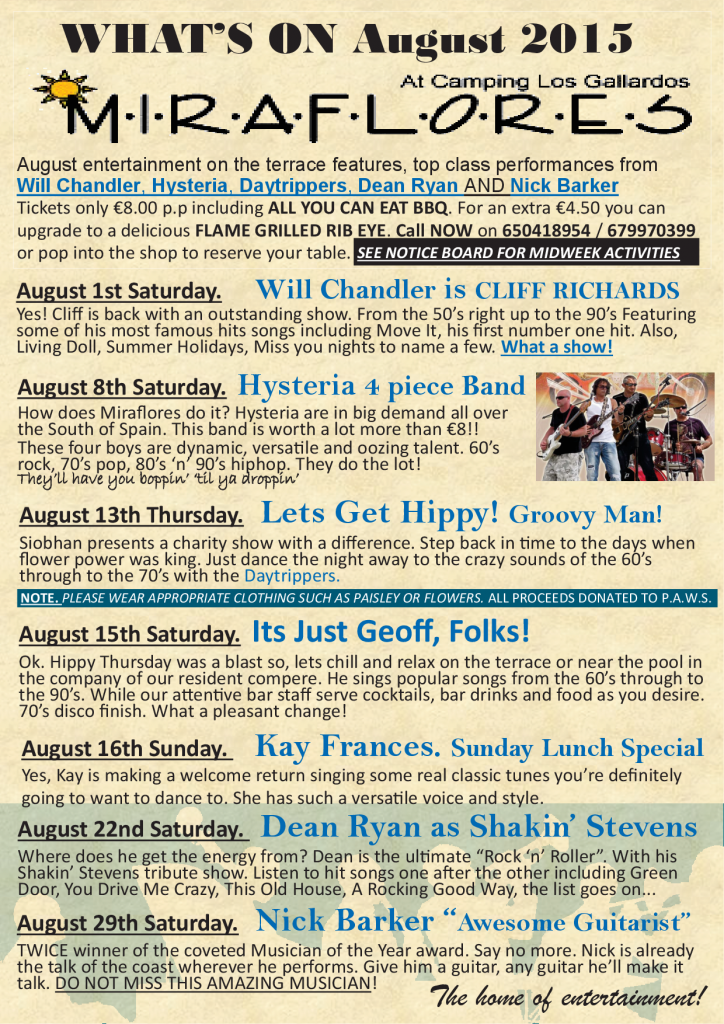 Whats on August  2015 1