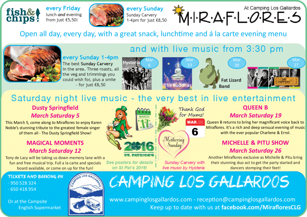 What's on at Miraflores this March 2016?