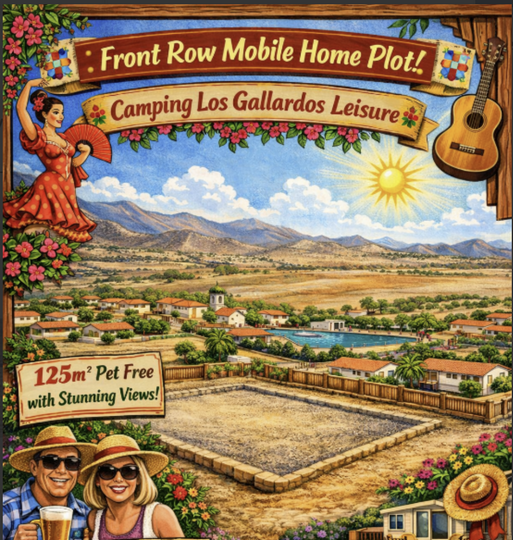 Looking for a sunny, well-connected base in southern Spain for your own mobile home? Camping Los Gallardos offers spacious 125m² plots suitable for privately owned mobile homes, with full campsite connections and year-round tourism use.
